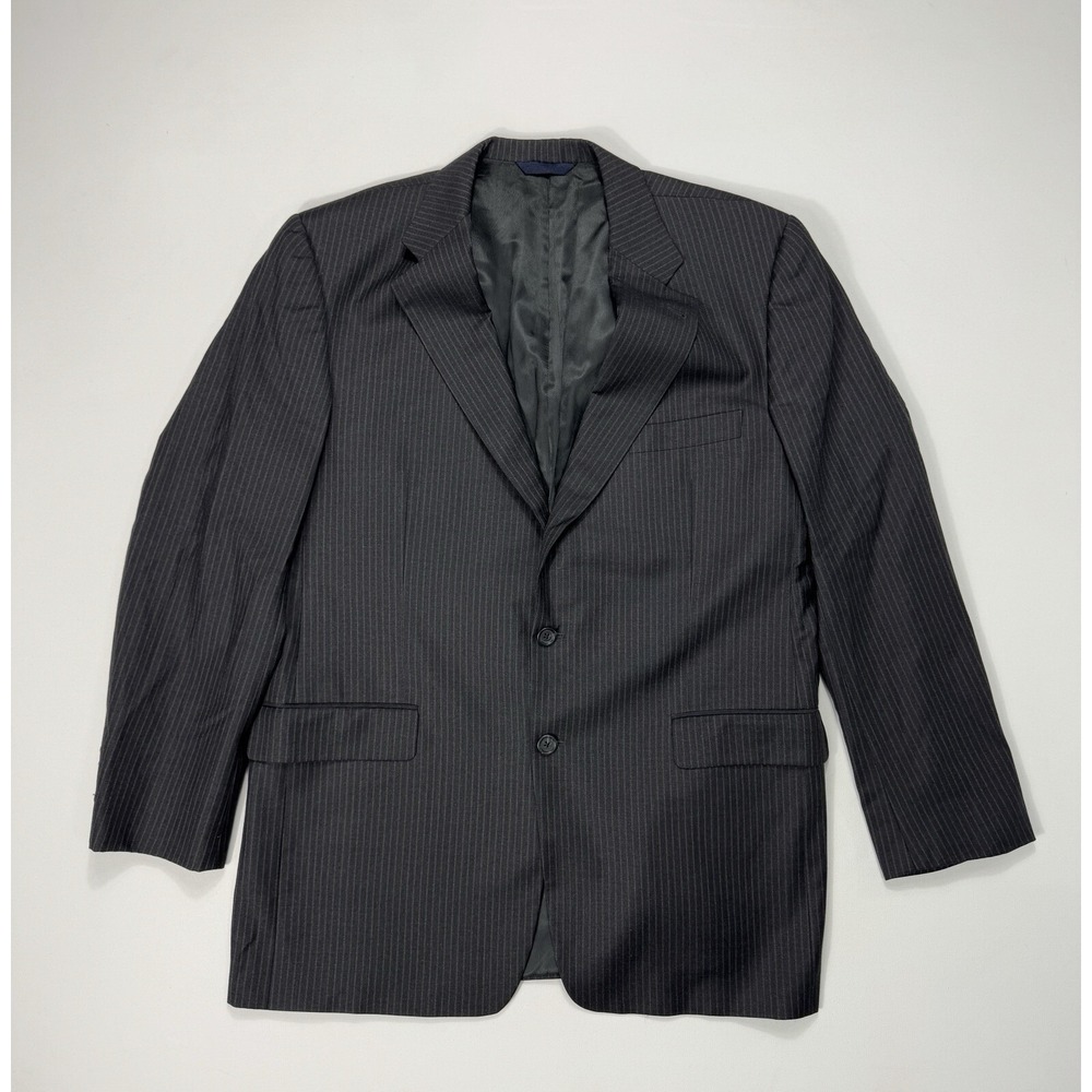 Burberry London Men's 44L Blazer Sport Coat 100% wool Grey Brown Stripe Modern